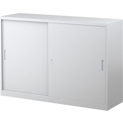 Steelco Sliding Door Cabinet 2 Shelves 1500W X 465D X 1015Mmh Silver Grey