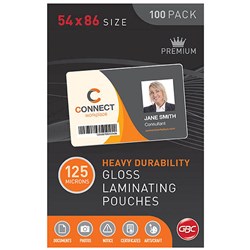 GBC Laminating Pouches 54x86mm 125 Micron Pack of 100