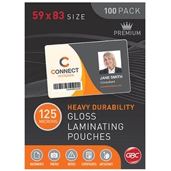 GBC Laminating Pouches 59x83mm 125 Micron Pack of 100