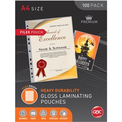 GBC Laminating Pouches A4 125 Micron Filex Pack of 100