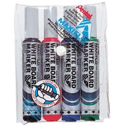 Pentel Maxiflo Whiteboard Marker Pump It Mwl5 Bullet Point Wallet Of 4