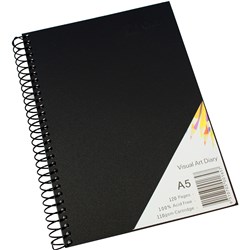 QUILL VISUAL ART DIARY 110gsm A5 Black 120 Pages