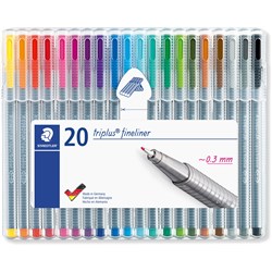 STAEDTLER FINELINER 334 Triplus 0.3mm Assorted Pack of 20