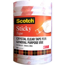 SCOTCH STICKY TAPE 502 12MMX66M Pack of 12