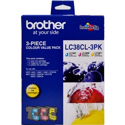 BROTHER LC38 COLOUR 3PK (CYAN,MAGENTA, YELLOW)
