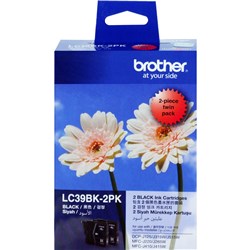 BROTHER LC39BK BLACK TWIN PACK CARTRIDGE