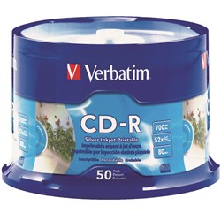 Cd R Verbatim Silver Printable Spindle (50)