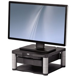 Fellowes Monitor Riser Plus 5 Adj,Storage Draw,21 Graphite