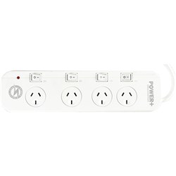 Powerplus Powerboard 4 Outlet Individual Switch/Surge/Oload
