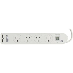 Powerplus Powerboard 4 Outlet Surge & 2X Usb Chargers