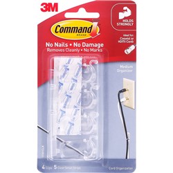 3M COMMAND CLEAR MEDIUM CORD CLIPS 17301CLR PK4