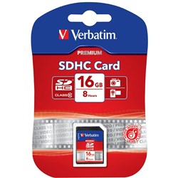 VERBATIM SDHC MEMORY CARDS 16GB (Class 10) 