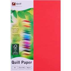 QUILL XL MULTIOFFICE 80GSM A4 PAPER RED (500)