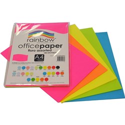 RAINBOW OFFICE PAPER 80GSM FLUORO ASSORTED (100)