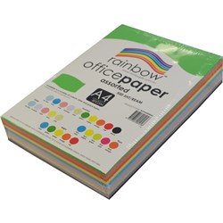 COPY PAPER RAINBOW A4 10* ASSORTED COLOUR (500)