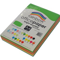 RAINBOW OFFICE PAPER 80GSM BRIGHT ASSORTED (500)