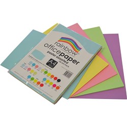 RAINBOW OFFICE PAPER 80GSM PASTEL ASSORTED (100)