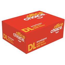 OFFICE CHOICE DL ENVELOPES 110X220 SelfSeal W/F Sec 80g Box of 500