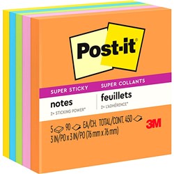 POST IT 654-5SSUC SUPER STICKY ULTRA COLOURS 76*76