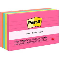 POST-IT 635-5AN NOTES Lined Asstd Neon 76mm X 123mm Pack of 5