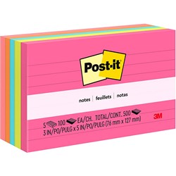 Post-It 635-5An Notes Lined Asstd Neon 76Mm X 123Mm Pack Of 5