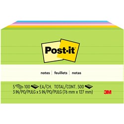 POST-IT 635-5AU NOTES ULTRA Prem Colour 100St Lined 76x127 Pack of 5