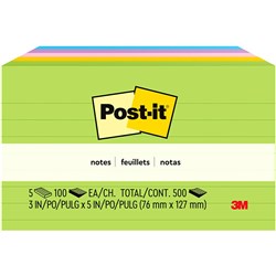 Post-It 635-5Au Notes Ultra Prem Colour 100St Lined 76X127 Pack Of 5