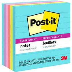 POST-IT SUPER STICKY NOTES 675-6SSMIA 100mm x 100mm Miami Pack of 6