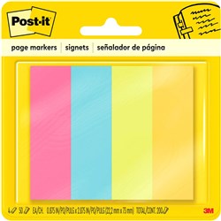 Post-It Page Markers 671-4Au 22.2Mm X 73Mm Assorted Pack Of 200