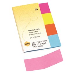 Marbig Transparent Coloured Page Markers (160)