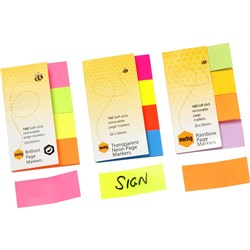 Marbig Notes Page Markers Rainbow 20Mm X 50Mm Assorted 160 Sheets Pack