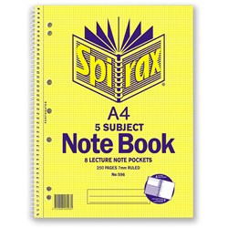 SPIRAX 596 A4 5 SUBJECT NOTEBOOK 8 POCKET