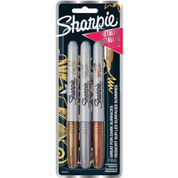 Sharpie Metallic Marker Fine Point Permanent Assorted Pack Of 3 (Bronze, Silver, Gold)
