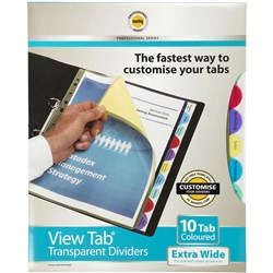 DIVIDER 10 TAB X-WIDE VIEW TAB COLOUR