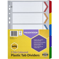 Divider 5 Tab A4 Plastic Tabbed