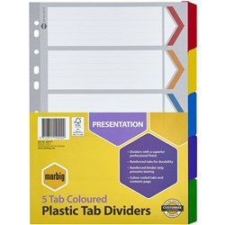 DIVIDER 5 TAB A4 PLASTIC TABBED