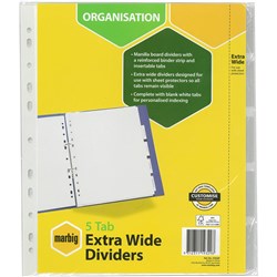 Divider 5 Tab A4 White Insertable Extra Wide