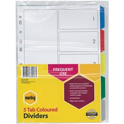 Divider 5 Tab A4 Pvc Multi Coloured