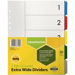 Divider 5 Tab A4 Extra Wide Pvc