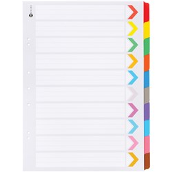 Divider A3 10 Tab Multi Coloured Portrait