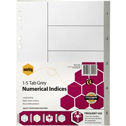 Divider 1-5 A4 Pvc Grey
