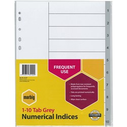 Divider 1-10 A4 Pvc Grey