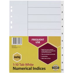 Divider 1-10 A4 Pvc White