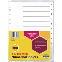 Divider 1-12  A4 Pvc White