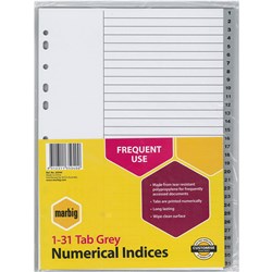 Divider 1-31 A4 Pvc Grey