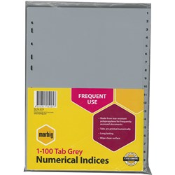 Divider 1-100 A4 Pvc Grey