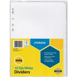 Divider 10 Tab A4 White Marbig