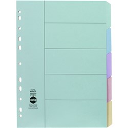 Marbig Manilla Divider A4 5 Tab Pastel