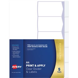 AVERY L7455-10 INDEXMAKER LBL A4 10 Tabs Un-Punched White Includes 10 Tabs