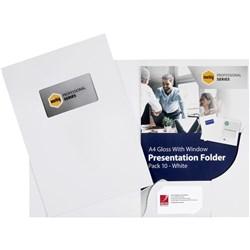 Marbig Presentation Folders Pro Series A4 Window Gloss Pack Of 10
